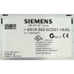 SIEMENS SIMATIC MP 277 10" Touch MultiPanel TFT-Display - 6AV6643-0CD01-1AX0