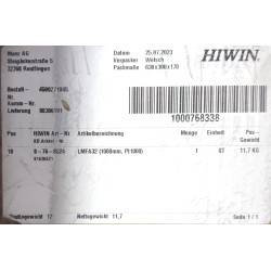 HIWIN Linearmotor - LMFA32 (1000mm, Pt1000) Nr. 81636821 - NEW