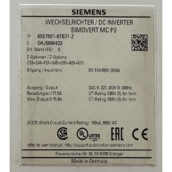 SIEMENS SIMOVERT - frequency converter - 6SE7021-8TB71-Z DC