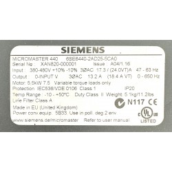Siemens Micromaster 440 - 5.5kW - 6SE6440-2AD25-5CA0